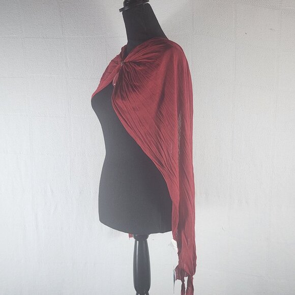 West Loop Brick Red Faux Cabochon Pink Crystal Large Pendant Charm Poly Scarf - Picture 12 of 16